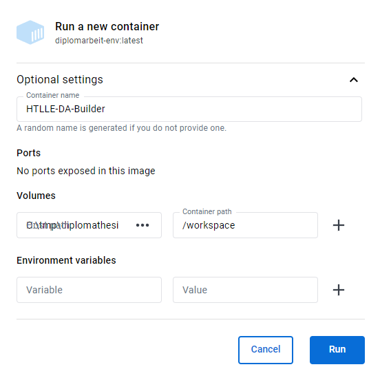 Docker Dektop settings